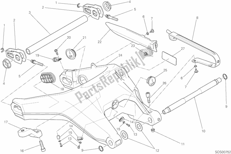 All parts for the Forcellone Posteriore of the Ducati Scrambler Urban Enduro Thailand USA 803 2015